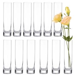 Kleine Vasen für Tischschmuck-12St Kleine Mini Glasvase,Transparent Glasvasen für Hochzeitsdekorationen, Schwimmender Kerzenständer für Party Tischschmuck 19cm Hoch mit 4.5cm Öffnungsdurchmesser