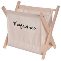 Koopp Zeitungsständer aus Segeltuch, zusammenklappbar, Holz cremefarben