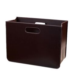 Design ZEITUNGSKORB Business | Kunstleder, 40,5x30,5x19,5 cm (BxHxT), Braun | Faltbarer Zeitschriftenhalter, edle Zeitungsbox, Zeitungsständer, Zeitungssammler