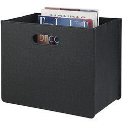 HofferRuffer Zeitschriftenhalter mit Griff, faltbarer Zeitschriftenständer aus PU-Leder, Dokumentenhalter, Zeitschriftenkorb, Zeitungsaufbewahrung für Büro, Couchtisch, Wohnzimmer, Rezeption (Schwarz)