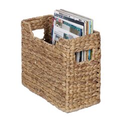 Relaxdays Zeitungsständer, Wasserhyazinthe, HBT: 25 x 34,5 x 15,5 cm, Dokumentenhalter geflochten, Organizer, Natur