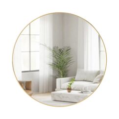 Umbra Hubba Wandspiegel - Runder Spiegel und Wanddeko für Diele, Badezimmer, Wohnzimmer und Mehr, 86 cm, Messing