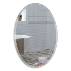 Neue Design Mood® Premium Oval Bathroom Mirror, Wall Mounted Bevelled Frameless Mirrors, Hangs Both Ways, Toilet Bedroom Hallway, (50cm x 40cm)