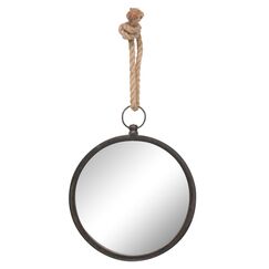 Stonebriar Round Metal Wall Mirror with Rope Hanging Loop, 10"