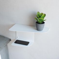 MILUKA Nachttisch Weiß Metall | 2er-Set 40 x 20 cm | Nachttische Hängend für Schlafzimmer & Kinderzimmer | Ideal als Nachtkommode, Sideboard, Wandregal oder Ablage