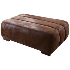 Cavadore Sofa-Hocker Scoutano in Antiklederoptik / Polsterhocker im Industrial Design / Größe: 113 x 42 x 74 cm (BxHxT) / Bezug in Antik Chocco (braun) / Holzfüße in antik