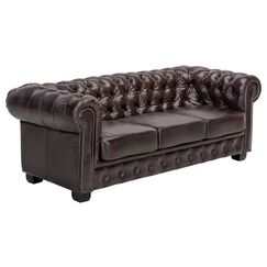 Woodkings® Chesterfield Sofa 3-Sitzer Vintage Echtleder Couch Bürosofa Polstermöbel 3 Sitzer antik Designsofa Federkern Unikat Herrenzimmer englisches Leder Stilsofa Clubsofa (antik braun)