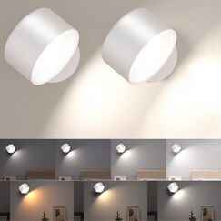 led wandleuchte innen 2 Stück,wandlampe Wandlichter ohne stromanschluss ,4 Helligkeitsstufen 3 Farbmodi Nachttischlampe akku , 360° Drehbare Touch Control Leuchten Für Kinder Wohnzimmer Schlafzimmer