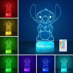 Hoofun Stitch Lampe mit Timer, 16 Farben 3D LED Illusion Anime Nachtlicht mit Fernbedienung, Memory-Funktion und Smart Touch, Stich Stuff Merch Geschenk für Kinder Geburtstag Zimmer Deko