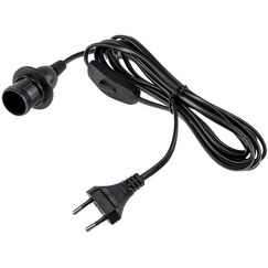 ChiliTec E14 Lampenfassung mit Schalter Fassung mit 3,4m Kabel Schnurschalter Lampenaufhängung Montagering für Lampenschirm Papier Leuchten Stern Lampen Schwarz