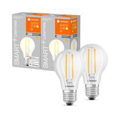 LEDVANCE Smarte LED-Lampe mit WiFi Technologie, Sockel E27, dimmbar, warmweiß (2700K), ersetzt Glühlampen mit 60W, steuerbar mit Alexa, Google Assistant und Samsung SmartThings, SMART+, 2er-Pack