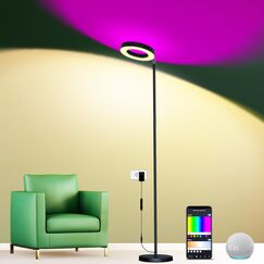 LED Stehlampe, 42W Superhelle 16 Millionen RGBCW Farbwechsel WiFi Smart Doppelseitige Wohnzimmer, Kompatibel mit Alexa/Google Home, Musik Sync, Stufenlos Dimmbare Leselampe für Schlafzimmer
