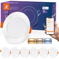 DUSKTEC Einbaustrahler LED Smart, LED Spots 230V 7W Dimmbar mit APP, Deckenspots Warm und Kaltweiss 2700K-6000K, Kompatibel mit Alexa, Spots Deckenleuchte, Einbauleuchten Decke 68mm für Bad 6er Set