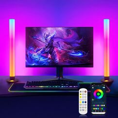 Smart LED Lightbar 2er Set, RGB Lampe TV Hintergrundbeleuchtung mit Multi-Modi und Dimmbare, Gaming LED Beleuchtung Sync mit Musik, APP und Fernbedienung für Gaming, Filme, PC, TV, Raumdekoration