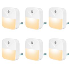 YRWXZYO Nachtlicht Steckdose mit Dämmerungssensor, 6 Stück Warmweiß LED Lampe, Sensor Smart Nachtlicht LED für Kinderzimmer, Schlafzimmer, Badezimmer, Gang, Küche