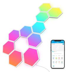 Govee LED Sechseck Hexagon Panel Gaming,10 RGBIC Smart Wandleuchte Funktioniert mit Alexa, Google Assistant, Kreative Dekorative Wi-Fi, Musik Sync für Gaming Beleuchtung & Zimmer Deko