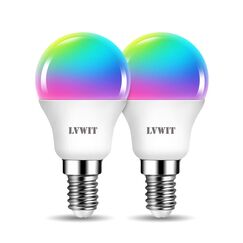 LVWIT Smart Glühbirne E14 LED Lampe Alexa, 4.9W Dimmbar Glühbirne G45 40w Smart Home Leuchtmittel Mehrfarbige RGB Wifi Birne, Kompatibel mit Amazon Alexa Echo,Echo Dot Google Assistant, 2 Pack