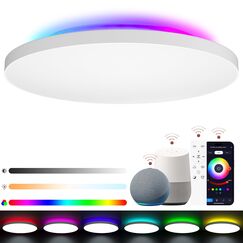 LUTW LED Deckenleuchte Dimmbar 24W 2400LM, Smart LED Deckenlampe RGB mit Fernbedienung, Farbwechsel Steuerbar via App, Kompatibel mit Alexa und Google Assistant für Wohnzimmer Schlafzimmer Ø28CM