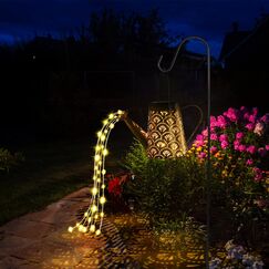 GuKKK Solar Gießkanne mit Solarlampen für Außen, Solarlampen für Außen Garten LED Lichter, Solar Gartendeko Modern Stil, Solar Lichterketten Aussen, Star Shower Garten Leuchten mit Halterung (Fächer)