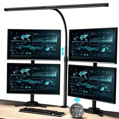 EYOCEAN Schreibtischlampe LED, 24W 80CM Tischlampe mit Gestensteuerung, Dimmbare Tageslichtlampe Augenschutz Monitor Lampe für Arbieter in Büro Leser Architekenden Schneider
