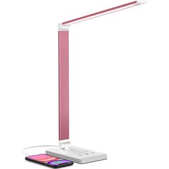 Chesbung Rosa Schreibtischlampe LED Dimmbare Tischleuchte, 5 Farb und 10 Helligkeitsstufen, Augenschutz Tischlampe für Kinder, Touch-Bedienung, Faltbar, Nachttischlampe mit 2500mAH Eingebaute Batterie
