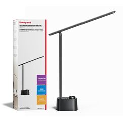 Honeywell Upgraded LED-Schreibtischlampe - H01 Pro Sunturalux™ klappbare Schreibtischlampe mit USB A+C Ladeanschluss, 3 Farbmodi dimmbare Tischlampe für Zuhause Büro Lesen (Schwarz)