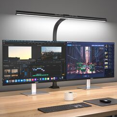 24W Schreibtischlampe LED Dimmbar, 80cm Superbreit Schreibtischlampe Klemmbar mit einstellbare Farbtemperaturen, Augenschutz Büro Tischlampe, Monitor Lampe,Keine Bildschirm Blendung oder Flimmern