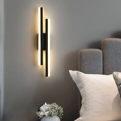 Riserva Wandleuchte LED Innen Moderne, 16W 1800LM Wandlampe LED Schwarz, Kreative Lange Parallele Wandleuchte für Wohnzimmer Korridor Treppen, Warmweiß 3000K, 40cm