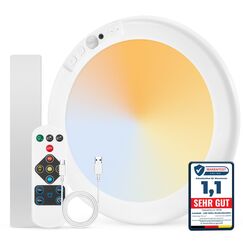 Combuh Akku Lampe mit Bewegungsmelder Deckenlampe Garage ohne Stromanschluss ohne Bohren, 85 Tage Laufzeit 6000 mAh LED Batteriebetriebene Deckenleuchte Aufladbare für Keller Flur Dusche Rund 1 Stück