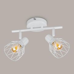Kimjo Deckenstrahler LED Schwenkbar 350° - Deckenstrahler 2 Flammig E14 - Deckenlampe Strahler Deckenleuchte Weiß Deckenlampe Küche - Lampe Weiß Spotleuchten & Spotbalken Wohnzimmerlampe Decke