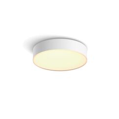 Philips Hue White Ambiance Enrave Deckenleuchte S (1.220 lm) inkl. Dimmschalter, dimmbare Deckenlampe für das Hue Lichtsystem mit allen Weißtönen, smarte Lichtsteuerung über Sprache und App, weiß
