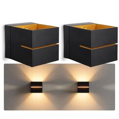 SSC-LUXon 2 Stück KOURA indirekte Wandleuchte Innen schwarz mit Lichtschlitz - Wandlampe Gold Design Up Down Leuchte für 1x G9 Leuchtmittel LED Wandbeleuchtung Treppenhaus Flur