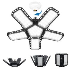 CREATESTAR 120W Werkstattlampe LED Deckenleuchte, 12000 Lumens LED Garagenleuchte mit 5 Justierbaren Austauschbare Verkleidungen E26/E27 Werkstattbeleuchtung für Billard-Salon,Lager,Garage,Turnhalle