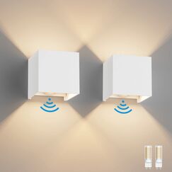 Klighten 2 Stück LED Wandleuchte mit Bewegungsmelder Innen/Außen 3000K Außenwandleuchte mit Bewegungsmelder Wandlampe Einstellbar Abstrahlwinkel, mit Austauschbarer G9 LED Lampe (Weiß)