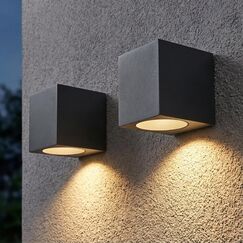 LASIDE 2er Set Aussenleuchte Aussenlampe Wand Eckig, GU10 Anthrazit Aluminium Down Außenlampe Außenleuchte, IP44 Spritzwassergeschützt Wandlampe Wandleuchte Lampe Aussen Außen Leuchte für Garten