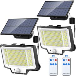 NACINIC Solarlampen für Außen mit Bewegungsmelder, 200 LED Superhelle Solarleuchten mit Bewegungsmelder, 3 Modi LED Solar Strahler, IP65 Wasserdichte Solarlampen für Garten mit 5M Kabel (2 Stück)