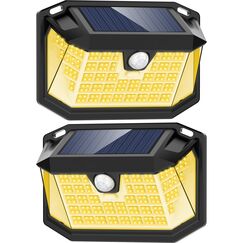 LANSOW Solarlampen für Außen mit Bewegungsmelder, 【188LED/Warmweiß/2 Stück】 Solarleuchten für Außen, 270° Solarleuchten für Außen, IP65 Wasserdichte Solar Strahler mit Bewegungsmelder für Garten Wand