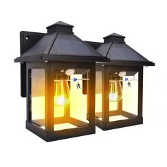 Nodfens Solarlampen für Außen, [2 Stück] Solarleuchte Außen Wandleuchte mit Bewegungsmelder Sicherheitswandleuchte 3 Modi, IP65 Wasserdicht Außenlampe für Garten Veranda Pfad Garage Zaun Schwarz