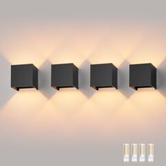 Klighten 4 Stücke Wandleuchte mit Austauschbarer G9 LED Lampe Warmweiß 3000K, Aluminium LED Wandlampe Innen/Aussen Einstellbar Abstrahlwinkel aussenbeleuchtung für Wohnzimmer Garten, Schwarz