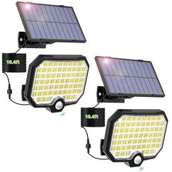 MinPea Solarlampen für Außen mit Bewegungsmelder, 2 Stück 252 LED Solar Strahler Super Helle 3 Modi Solarleuchten Aussen IP65 Wasserdichte Solar Wandleuchte mit 5M Kabel für Garten Garage