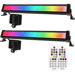 MEIHUA 42W RGB Strahler Außen 10 Farben 6 Helligkeit 30 Modi IP66 Wasserdicht Wallwasher LED Bar Lichteffekte mit Fernbedienung Partylicht für DJ Home Bühnenlichter Weihnachten Halloween 2 Pack