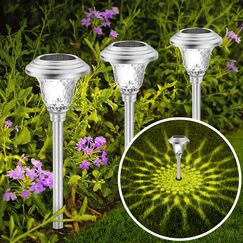BEAU JARDIN 4er Set Solarlampen Gartenbeleuchtung [Energieklasse A+] – Solarleuchten für Außen mit 3 Farbmodi, Wasserdicht & Winterfest, Edelstahl – Dekolichter für Rasen, Terrasse, Wege