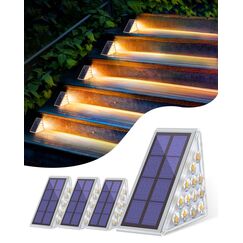 Bellanny Solarlampen für Außen, 4 Stück 3000K Warmweiß Solar Treppenlicht, 13 LED Stufenleuchte Solarleuchten Garten, IP65 Wasserdichte Lampe Outdoor für Terrasse Gehweg Treppe Wege Boden Balkon Deko