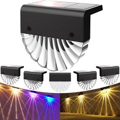 Anmossi Solarleuchte für Außen,4 Stück Wasserdichte Balkon Dekoration Solarleuchten,2 Modi Warmweiß/Farbwechselnde Solar Lichter,LED Gartenlampen für Terrasse Dekoration,Zaun,Garten und Treppen