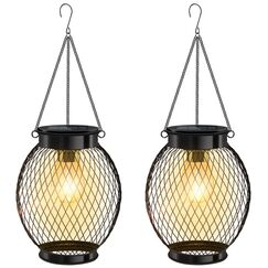 Nigecue Solarlampen für Außen Garten, 2 Stück Solarleuchten Gartenleuchten Solar Lanterne mit Helle LED-Glühbirne, 800mAh Akku, IP65 Wasserdicht, Auto Ein/Aus, 3000K Warmweißes Licht für Terrasse Hof