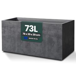 Kreher XL Pflanzkasten Millennium in verschiedenen Formaten und Farben. Tolle Naturstein Optik in Braun, Beige, Anthrazit oder Grau! Aus robustem Kunststoff! (73 Liter (rechteckig) Anthrazit)