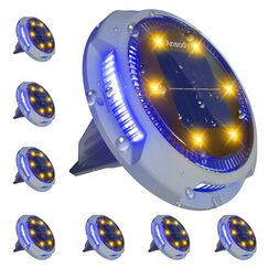 Ansody Solar Bodenleuchten Aussen 8 Stück, 6+4 LEDs Solarlampen für Außen Gartenleuchte mit Upgrade Solarpanel IP65 Wasserdich Led Solarleuchten Garten für Rasen/Auffahrt/Gehweg/Patio
