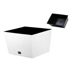 Rato-Topf 15,8 Liter mit Pflanzschale in weiß 26,2 x 26,2 x 26,6 cm.