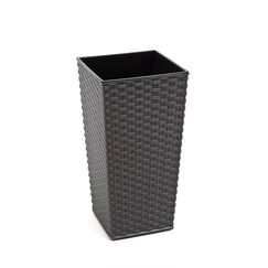 MultiProject | HappyFlower | Blumentopf | Pflanzkübel | inkl. Einsatz | Quadrat | Rattan-Optik | 4 Größen 3 Farben | Übertöpfe (35 cm x 35 cm / Höhe 68 cm, Schwarz (Anthrazit))