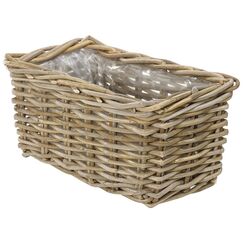Dehner Rattan-Pflanzkasten, ca. 60 x 23 x 20 cm, Rattangeflecht, grau/braun